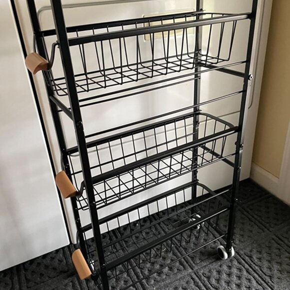 NEW 4-Tier Rolling Storage Cart, Rolling Kitchen Cart, Narrow Utility Cart. - Picture 5 of 8